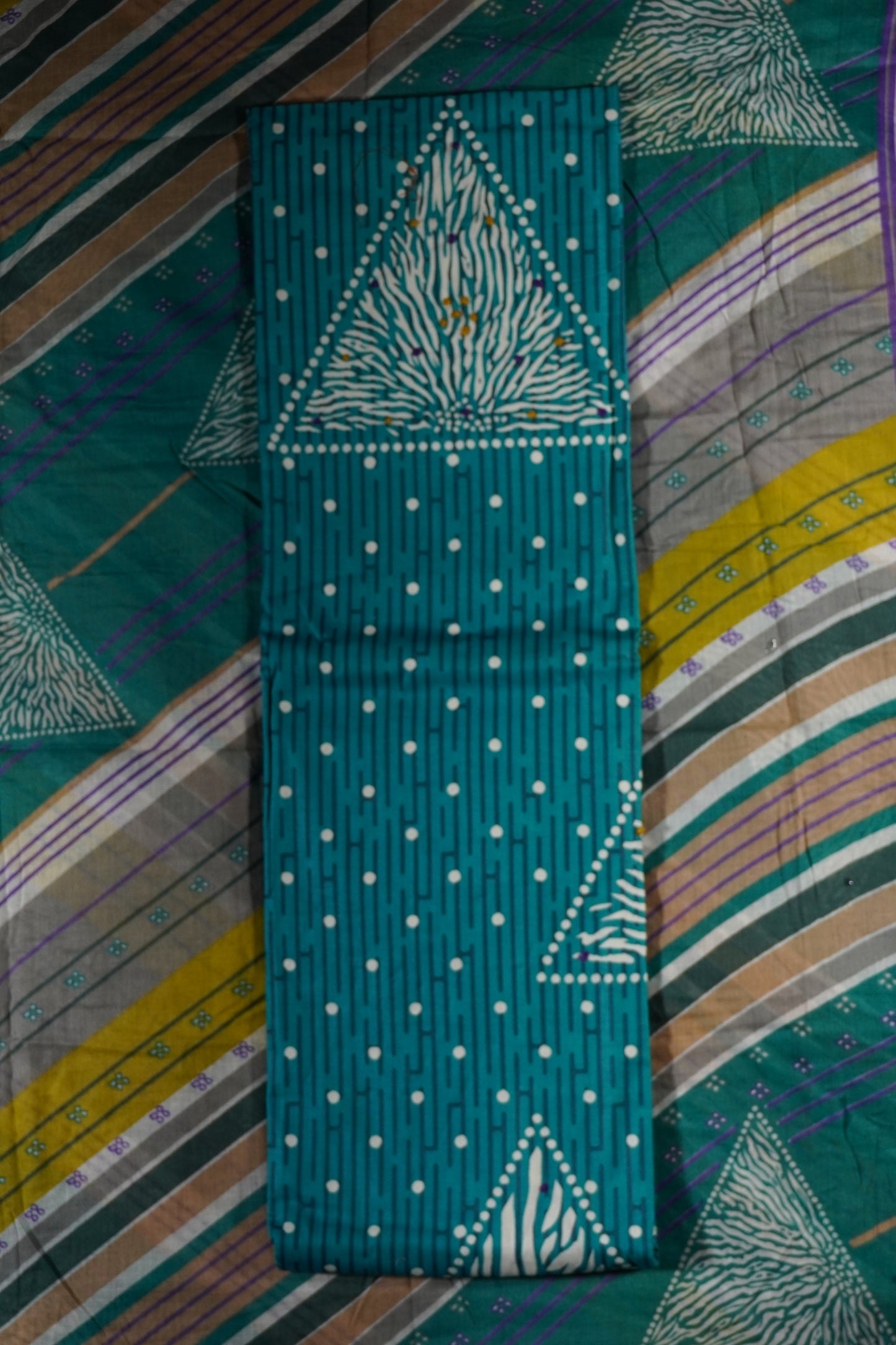 Sea Green Colour cotton Unstitched Suit Fabric with Pant & cotton Dupatta