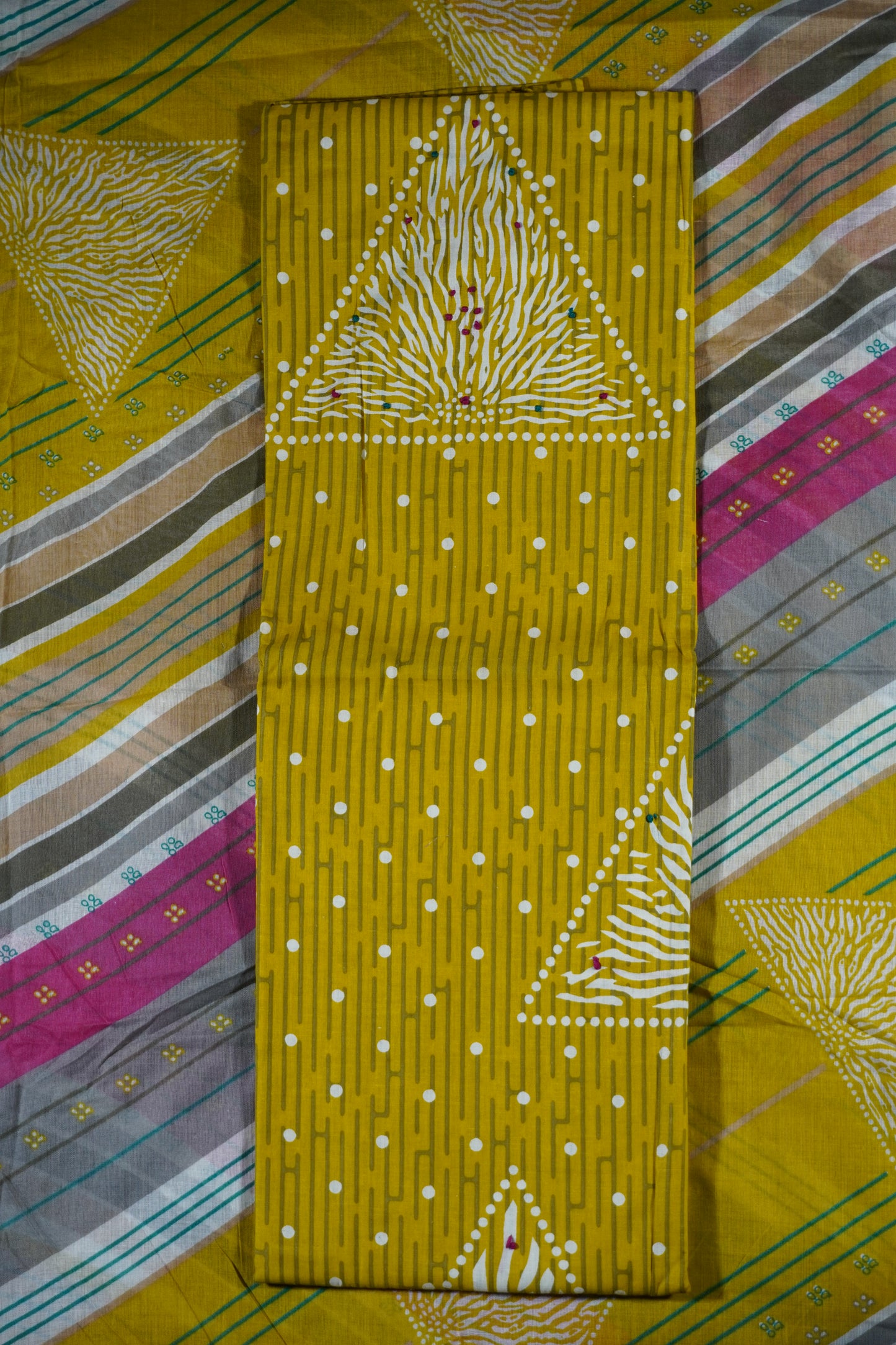 Neon Green Colour cotton Unstitched Suit Fabric with Pant & cotton Dupatta