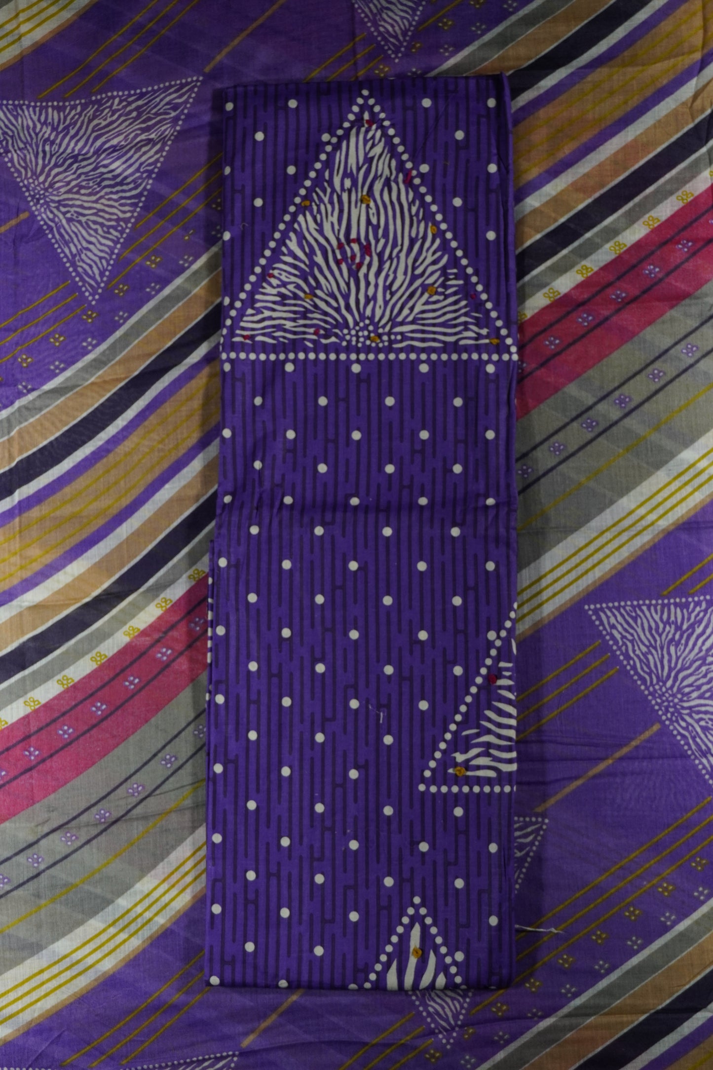 Purple Colour cotton Unstitched Suit Fabric with Pant & cotton Dupatta