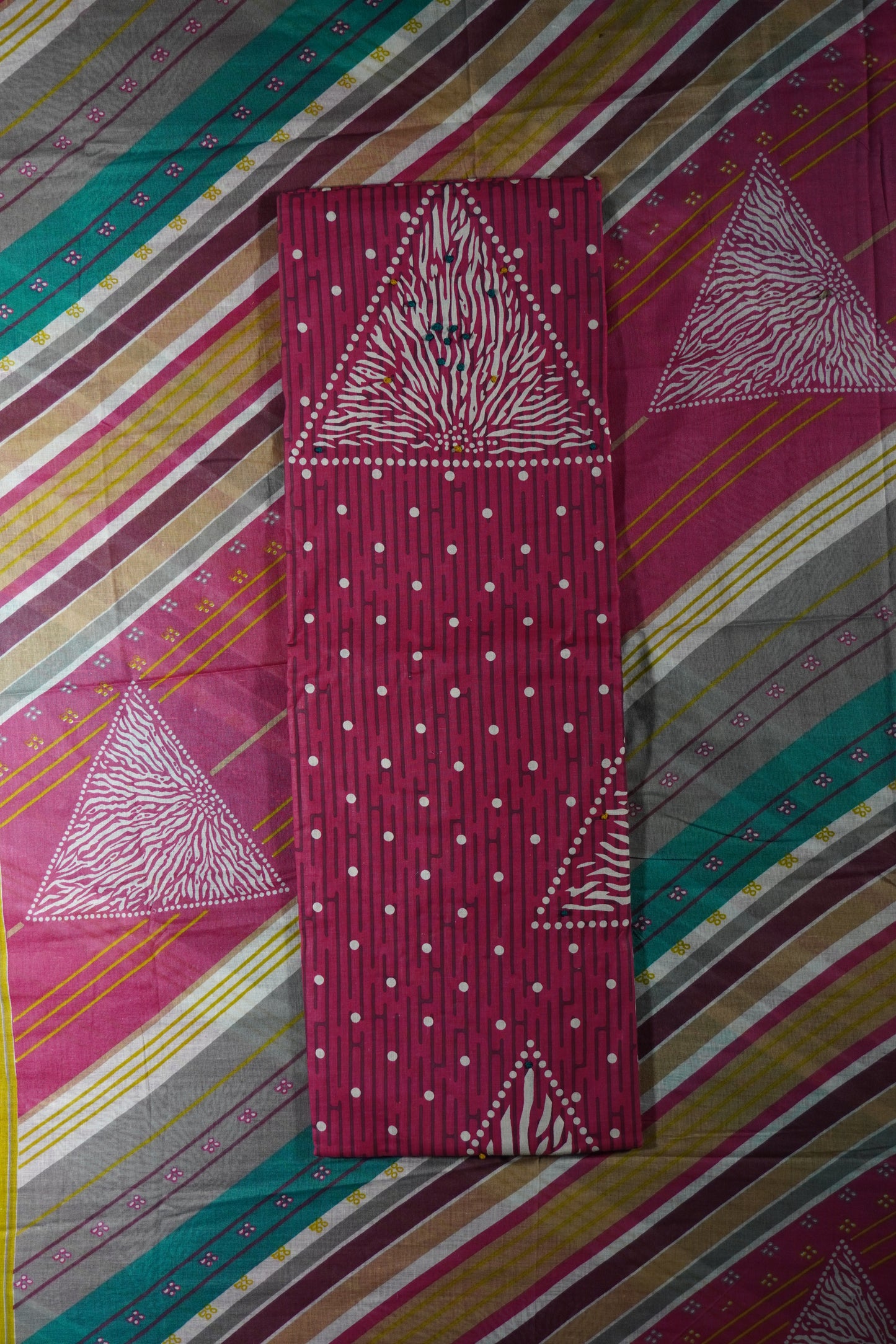 Pink Colour cotton Unstitched Suit Fabric with Pant & cotton Dupatta
