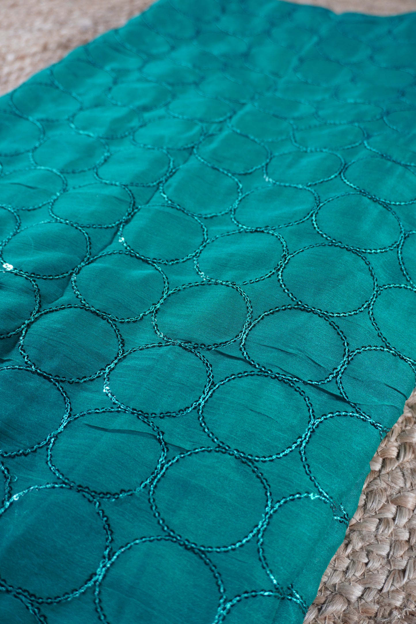 Teal Blue Colour Saree with Sequence work