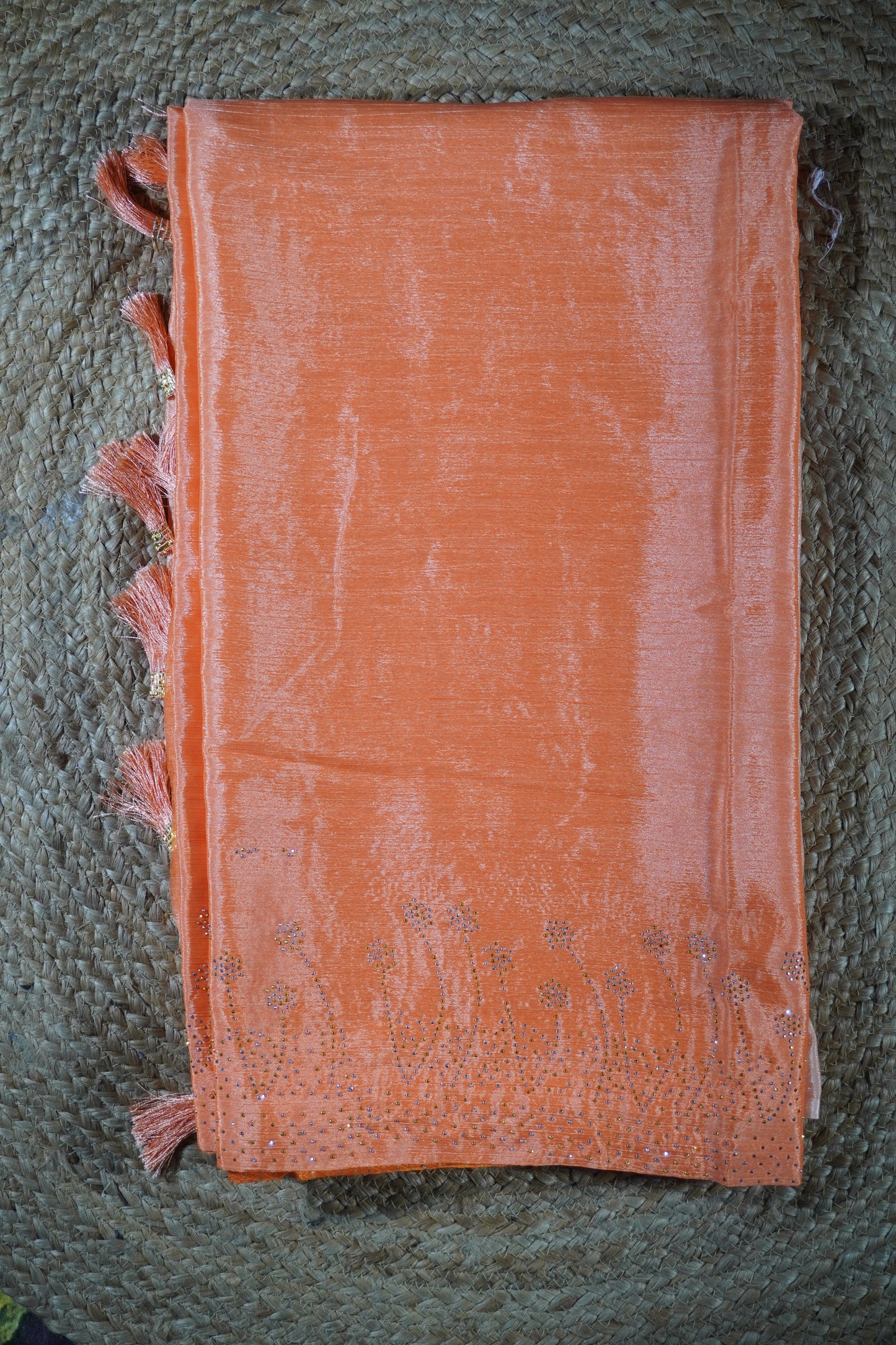 Orange colour double tone Saree
