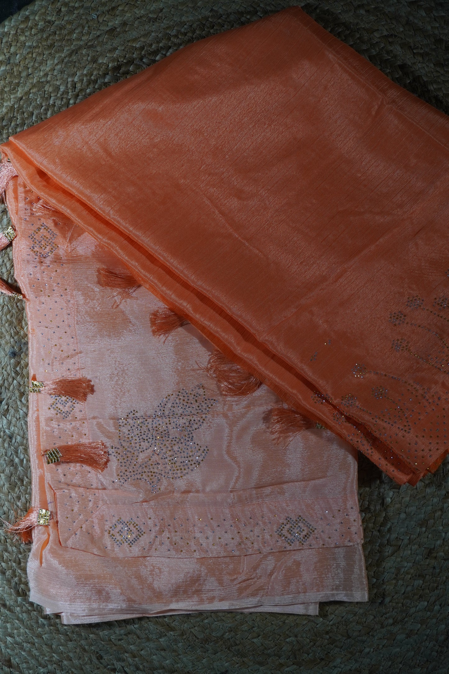 Orange colour double tone Saree