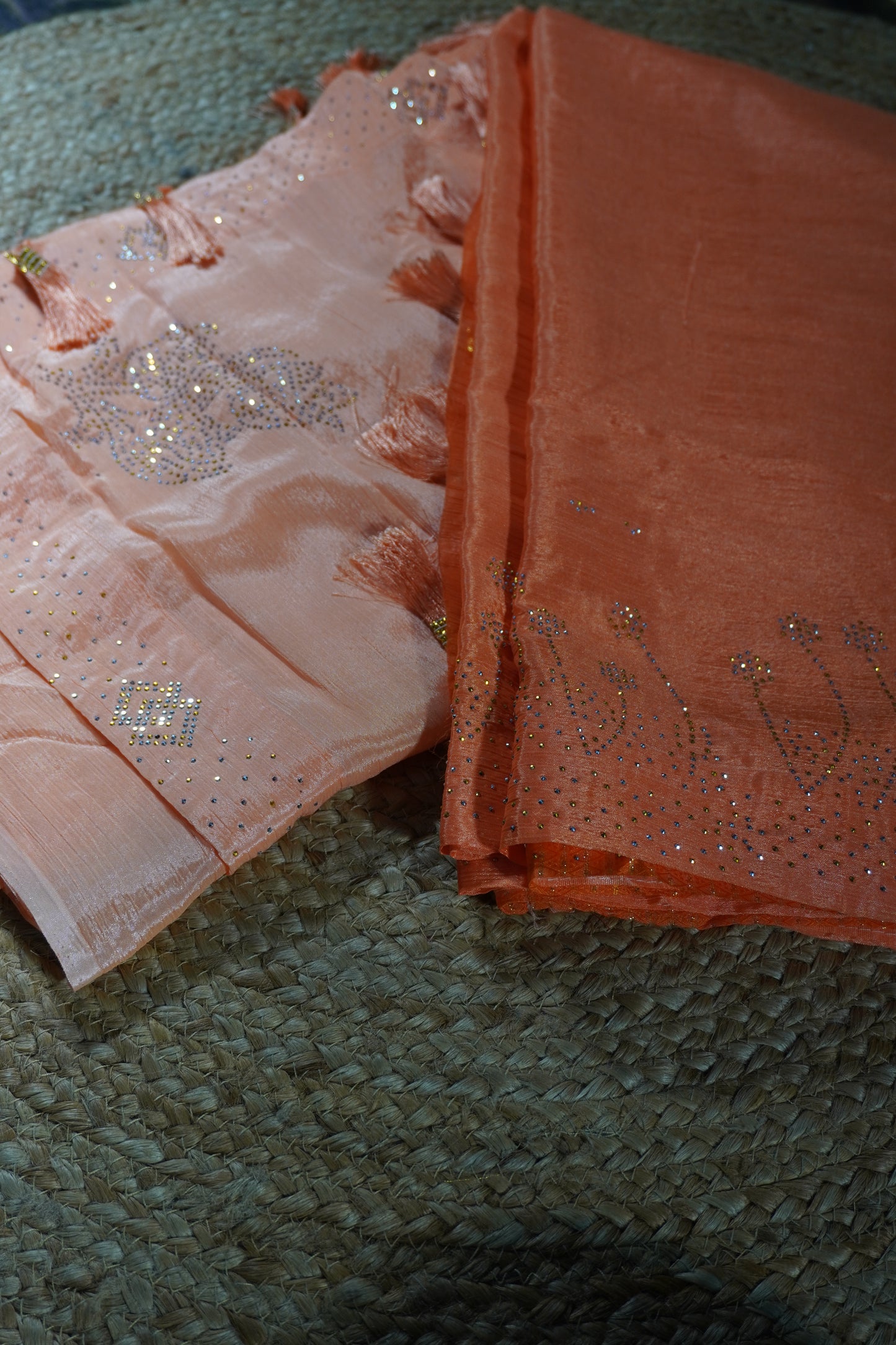 Orange colour double tone Saree
