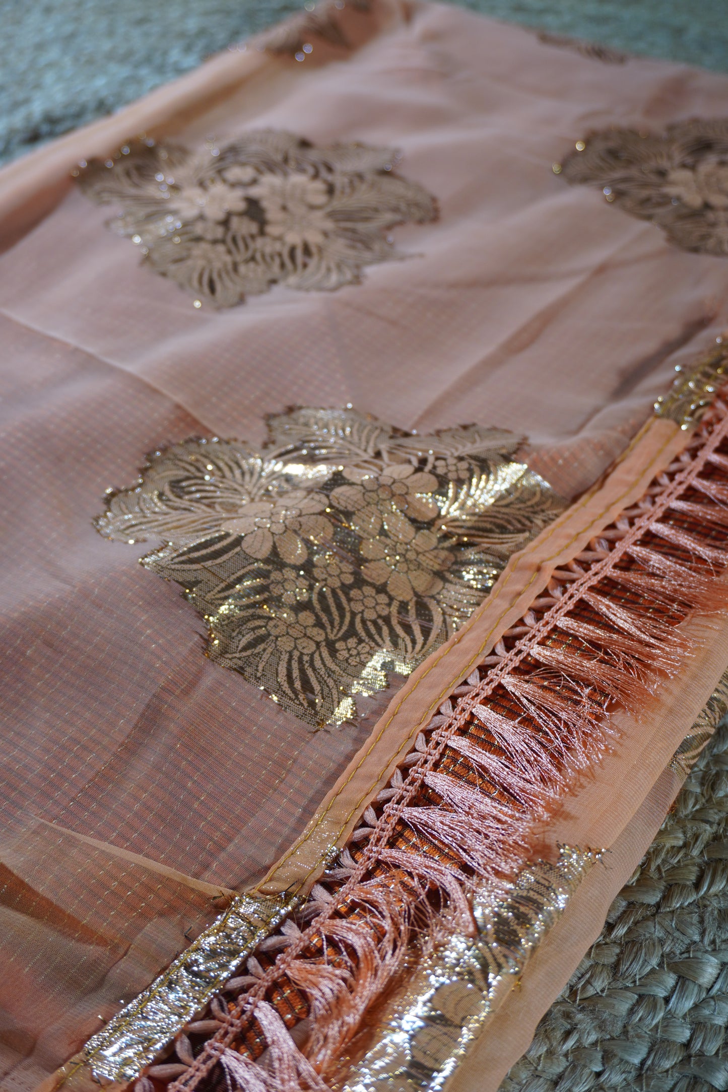 Orange colour Weaving work Saree