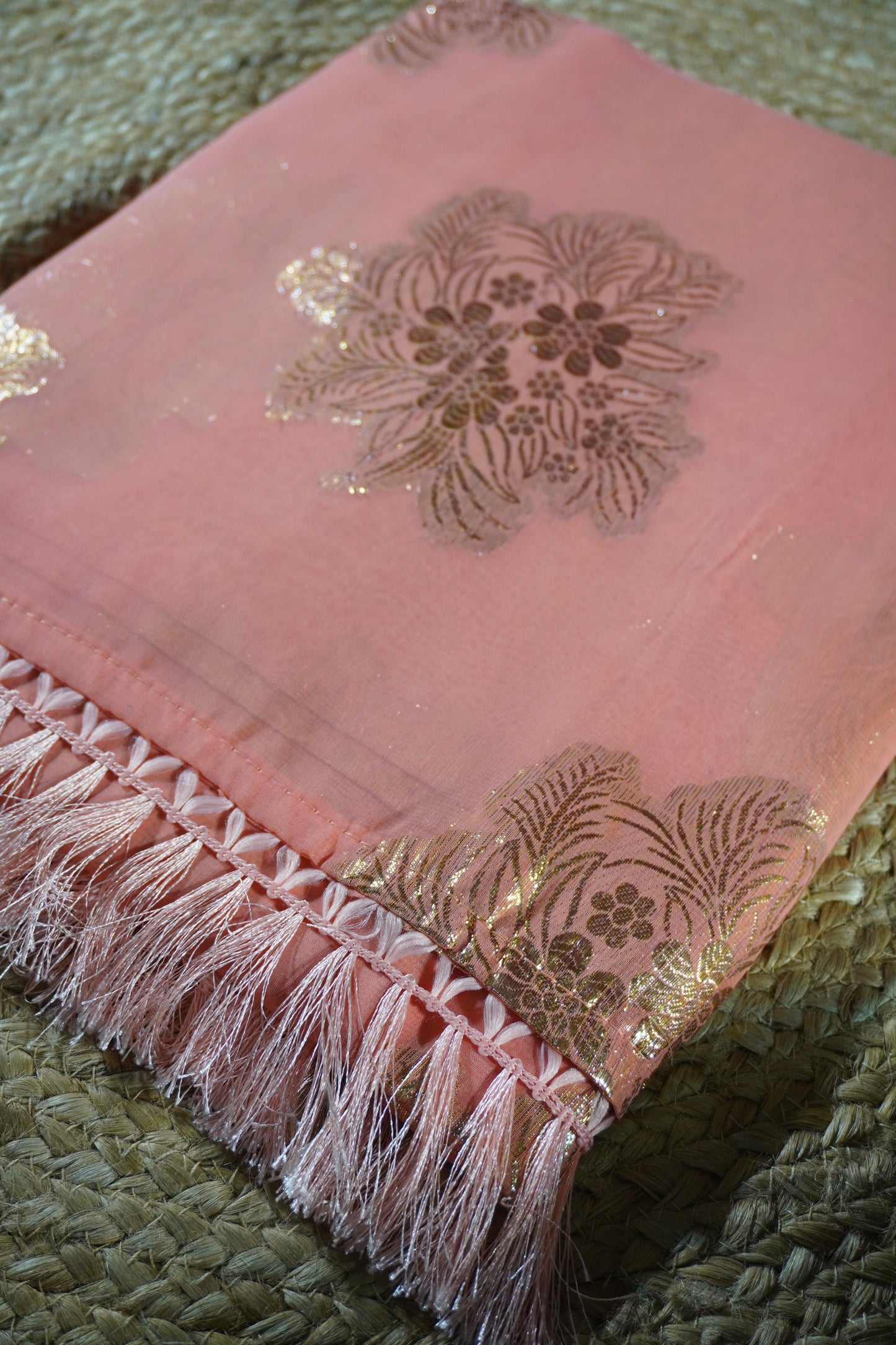 Peach colour Weaving work Saree