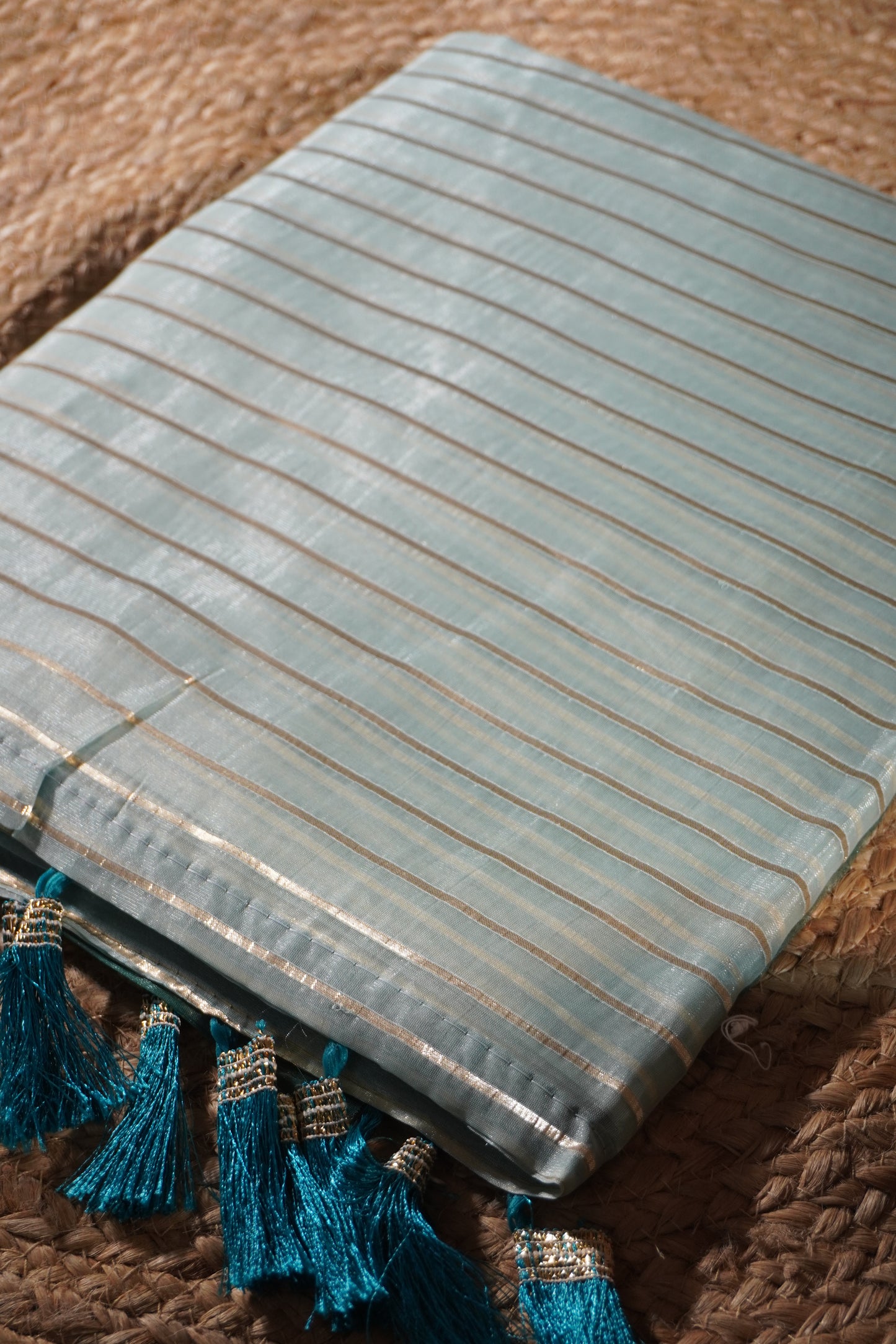 Sea Blue Colour Organza Saree