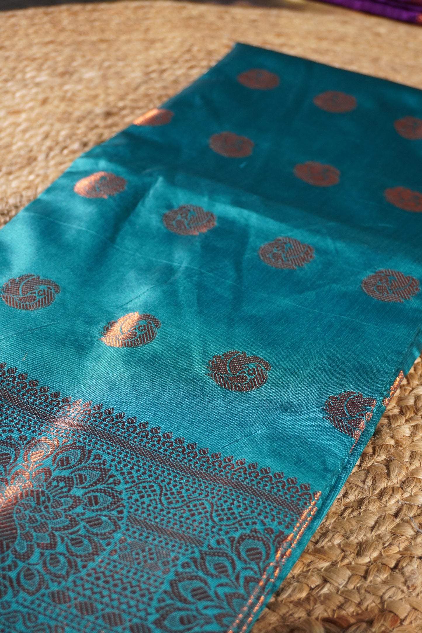 Sea blue colour silk Saree