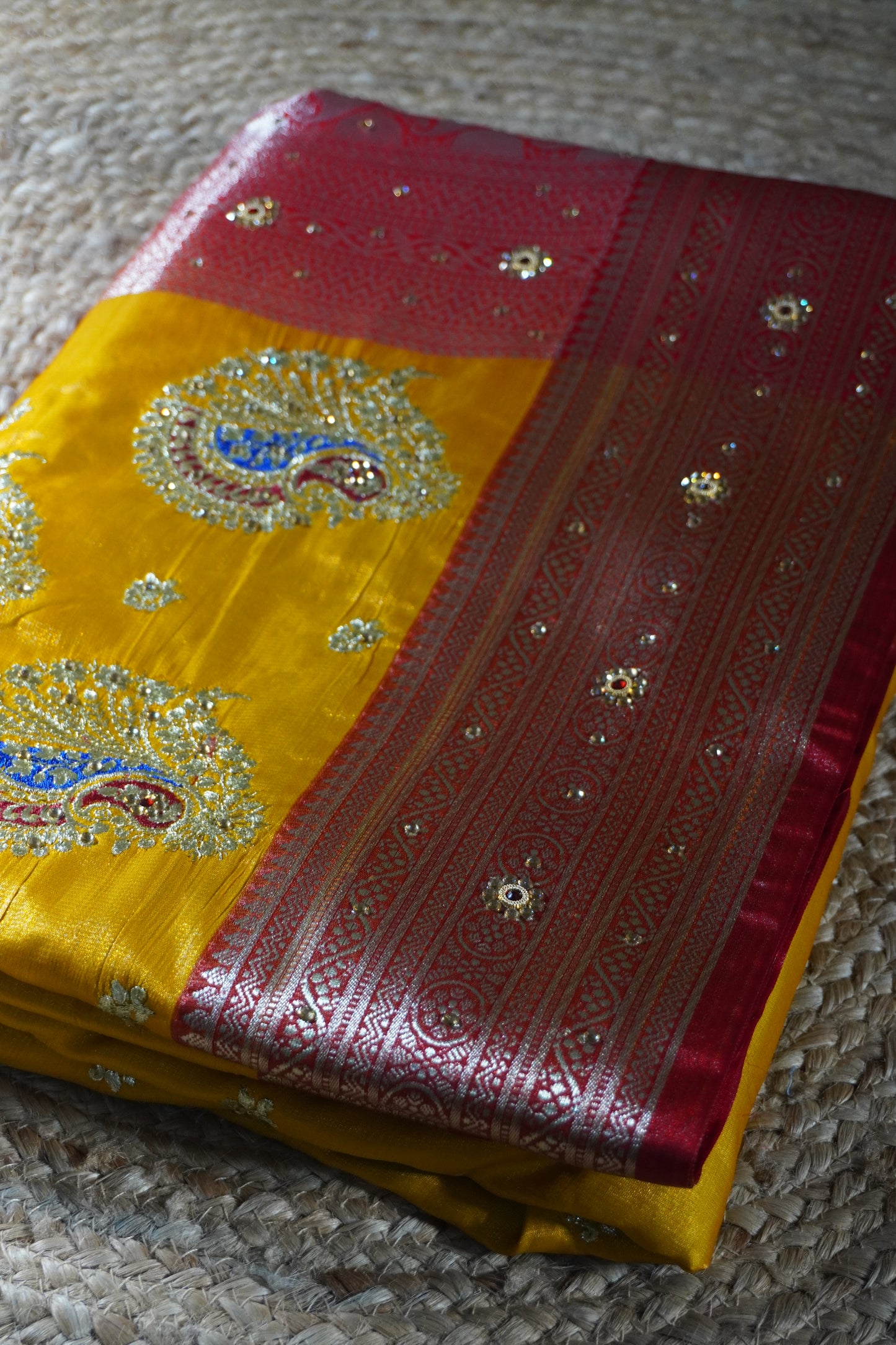 Yellow & Red silk Saree