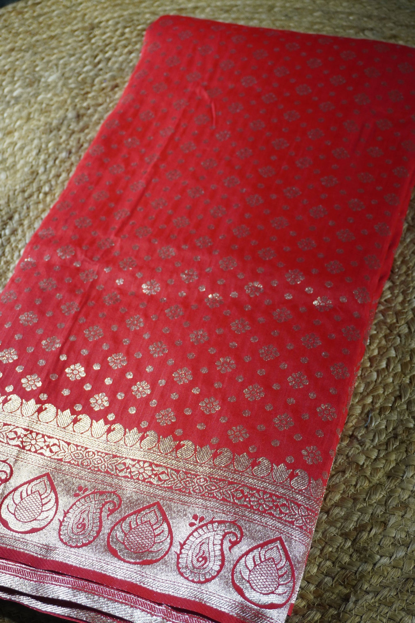 Red colour banarasi saree