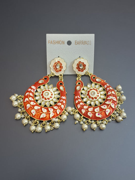 Red Colour chandbali earrings