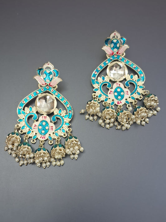 Turquoise Colour Heavy party wear Drop Earring