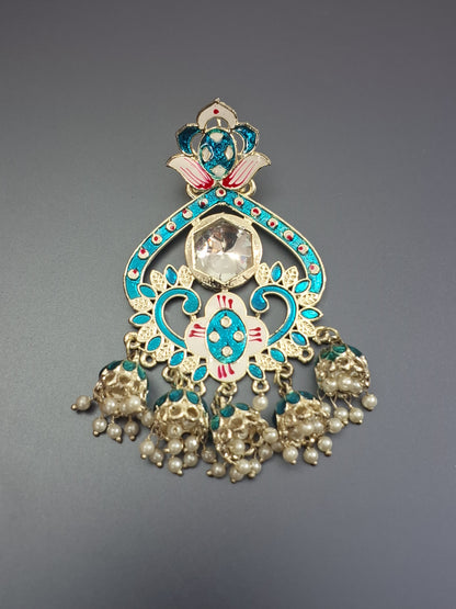 Turquoise Colour Heavy party wear Drop Earring