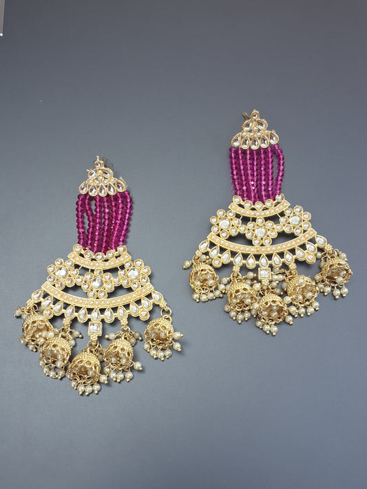 Pink colour Gold Plated Jhumka Earring