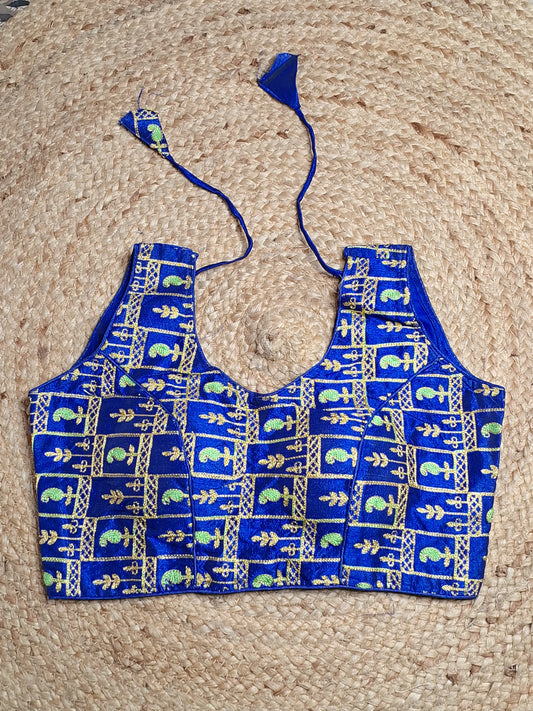 Blue Colour Designer Women Padded Blouse with Thread work and Sleeve Attached (36 Inch Bust Size)