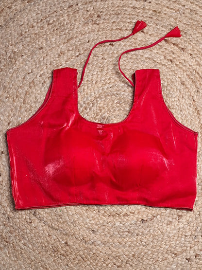 Red Colour Women Padded Blouse with Sleeve Attached (36 Inch Bust Size)