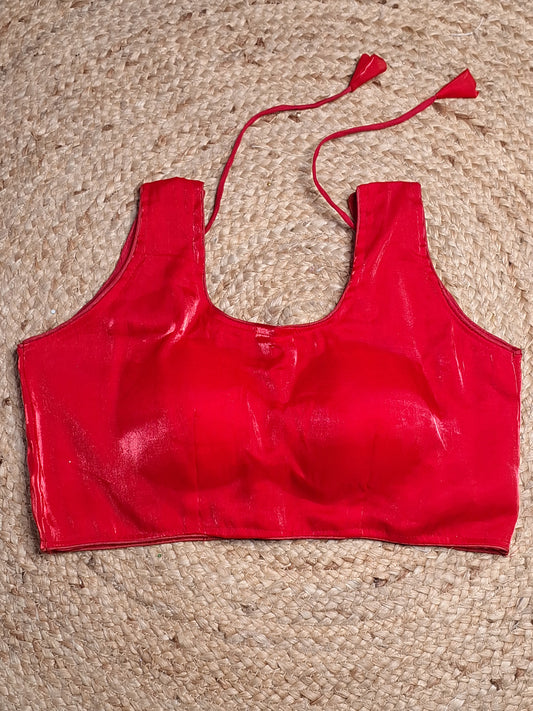 Red Colour Women Padded Blouse with Sleeve Attached (36 Inch Bust Size)