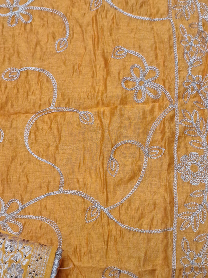 Yellow Colour Banarasi Unstitched Suit Fabric with Dupatta