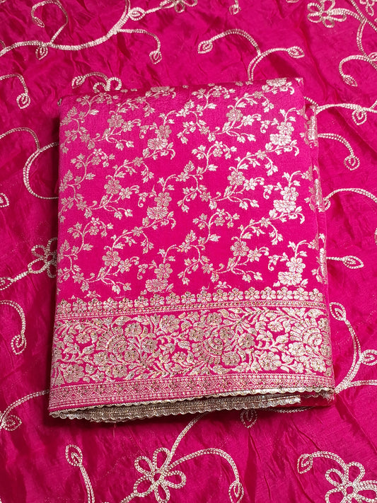 Pink Colour Banarasi Unstitched Suit Fabric with Dupatta