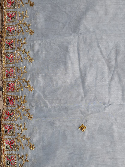 Light Blue Colour Chanderi Cotton Zari Work Unstitched Suit Fabric with Dupatta