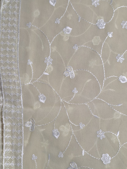 Light Yellow Colour Georgette Sequence Work Unstitched Suit Fabric with Dupatta