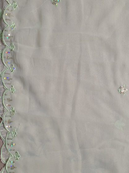 Pista Green Colour Thread & Sequence Work Unstitched Suit Fabric with Dupatta