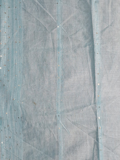 Sky Blue Colour Thread & Lace Work V Neck Unstitched Suit Cotton Fabric with Dupatta