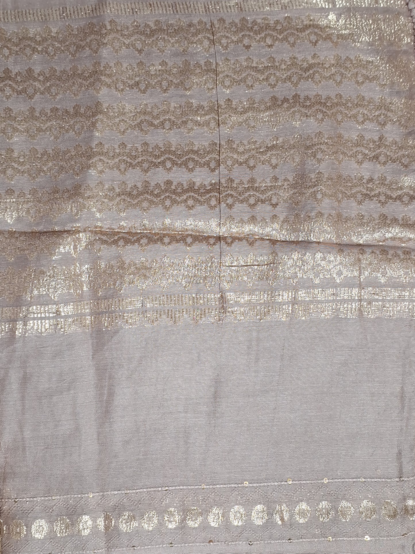Mauve Colour Gota & Thread Work Unstitched Suit Banarasi Fabric with Dupatta