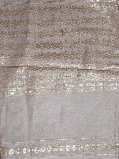Mauve Colour Gota & Thread Work Unstitched Suit Banarasi Fabric with Dupatta