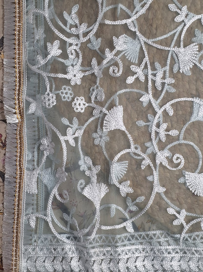 Mint Colour Moti Work Unstitched Suit Fabric with Dupatta