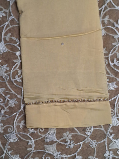 Light Yellow Colour Moti Work Unstitched Suit Fabric with Dupatta