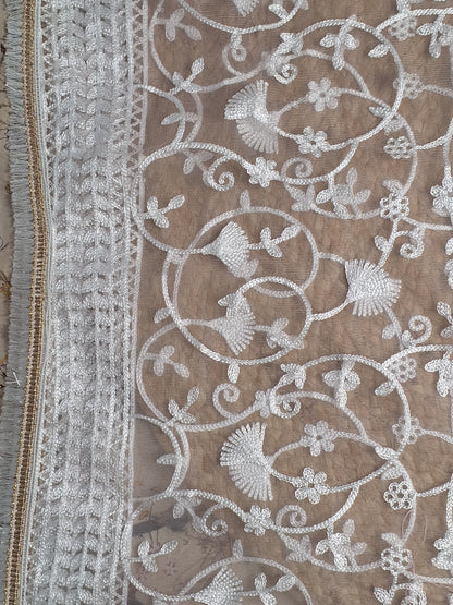 Baby Pink Colour Moti Work Unstitched Suit Fabric with Dupatta