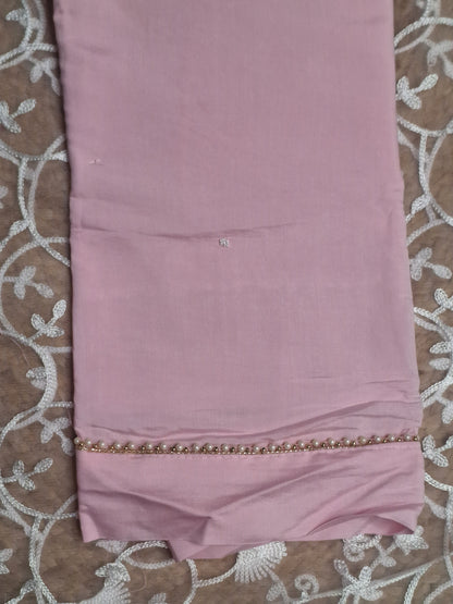 Baby Pink Colour Moti Work Unstitched Suit Fabric with Dupatta