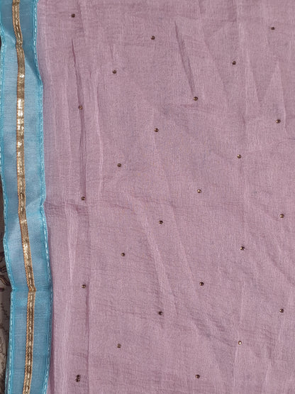 Light Pink Colour Zari & Thread Work Unstitched Suit Fabric with Dupatta