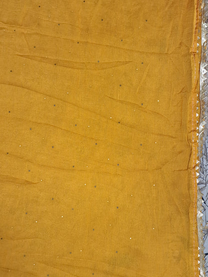Mustard Colour Bandhani Work Unstitched Suit Fabric with Dupatta