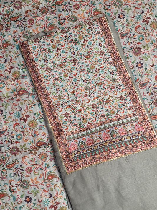 Coffee Brown Colour Digital print Unstitched Suit Fabric with Dupatta