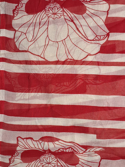 Red Printed suit Jam cotton Unstitched Suit Fabric with Dupatta