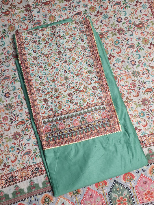 Green Colour Digital print Unstitched Suit Fabric with Dupatta