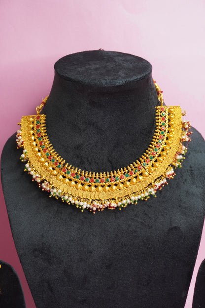 Gold Plated Necklace with Earring