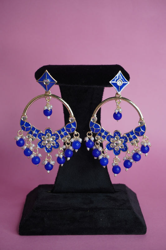 Blue colour chandbali earing