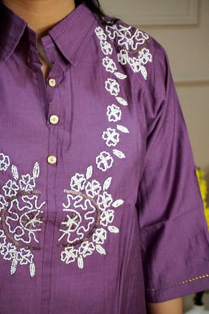 Lavender colour Colour Moti work Co-Ord set