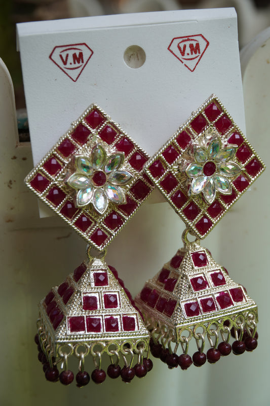 Maroon Colour Jhumka Earring