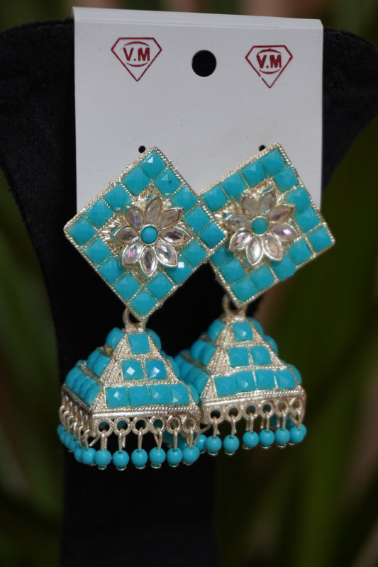 Sea blue Colour Jhumka Earring