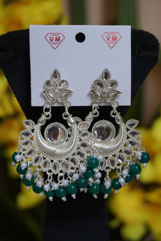 Green colour chandbali Earring