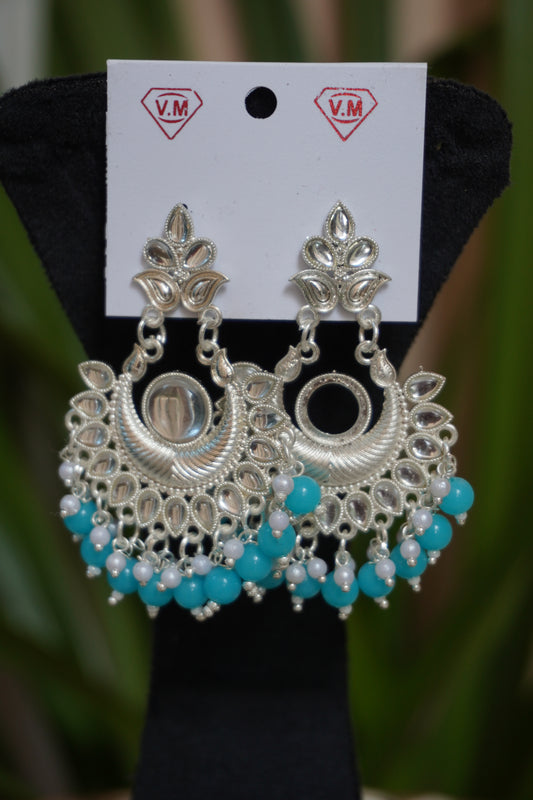 Sea Blue colour chandbali Earring