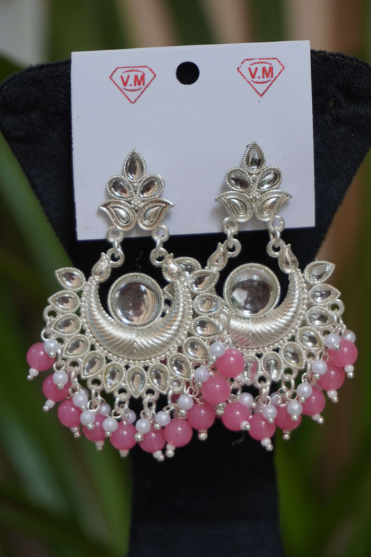 Baby Pink colour chandbali Earring