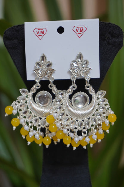 Yellow colour chandbali Earring