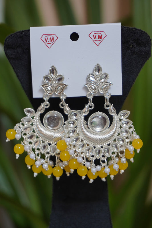 Yellow colour chandbali Earring