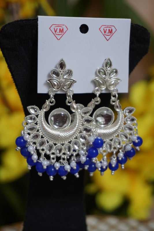 Blue colour chandbali Earring