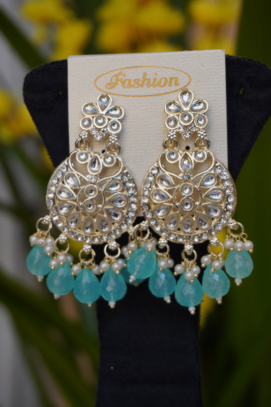 Sea Blue colour chandbali earing